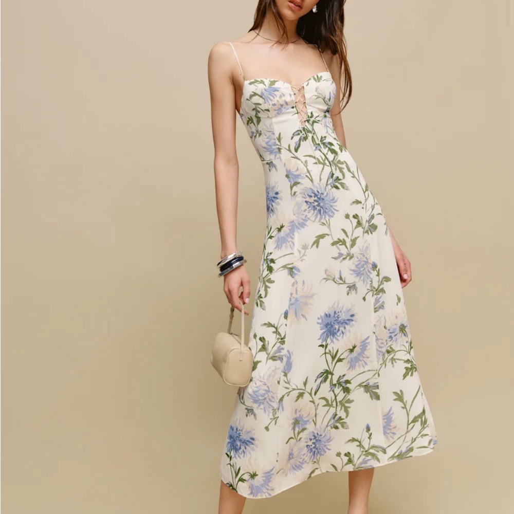 Reformation Emely Dress – Serenity Blue Floral Spaghetti Strap, Size 4, NWT